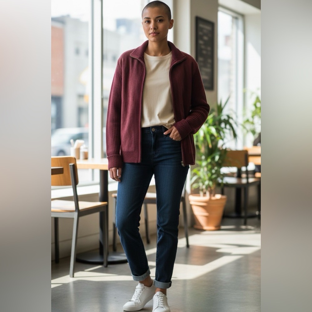 Jaclyn Smith Women's Deep Red Suede Bomber Jacket